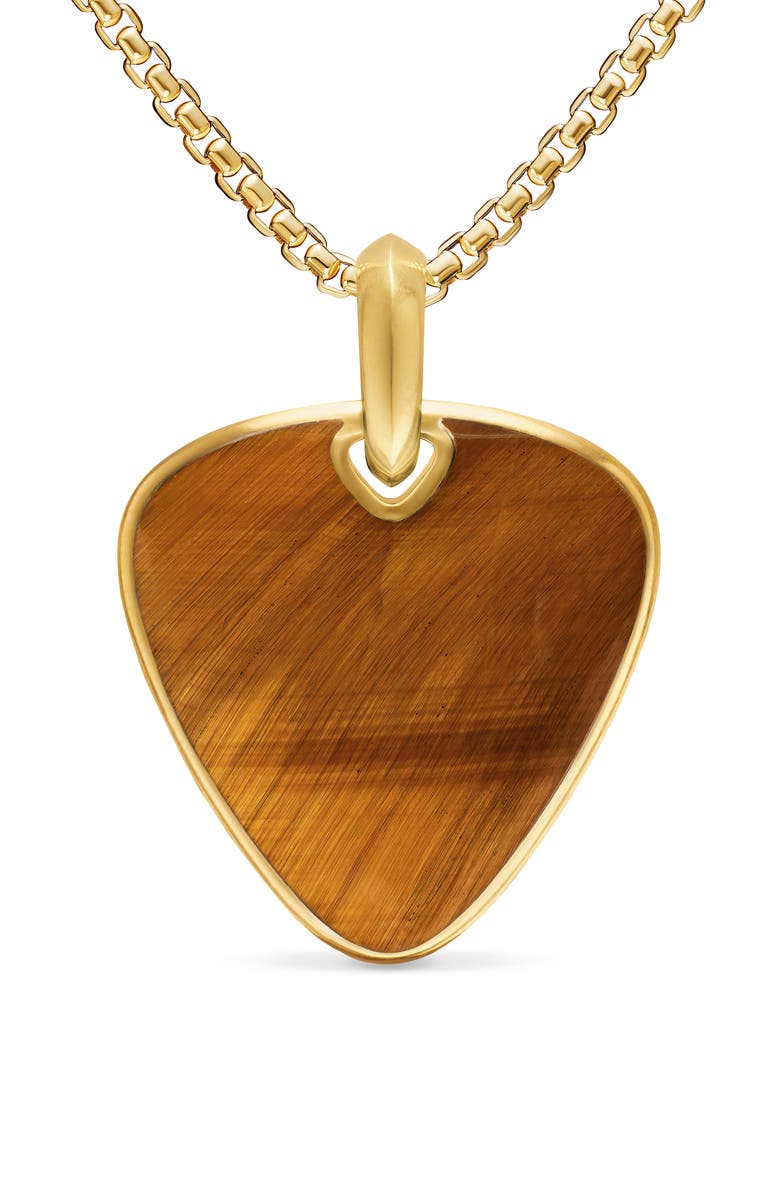 David Yurman Men's Streamline Pick Amulet in 18K Yellow Gold, Alternate, color, Tigers Eye