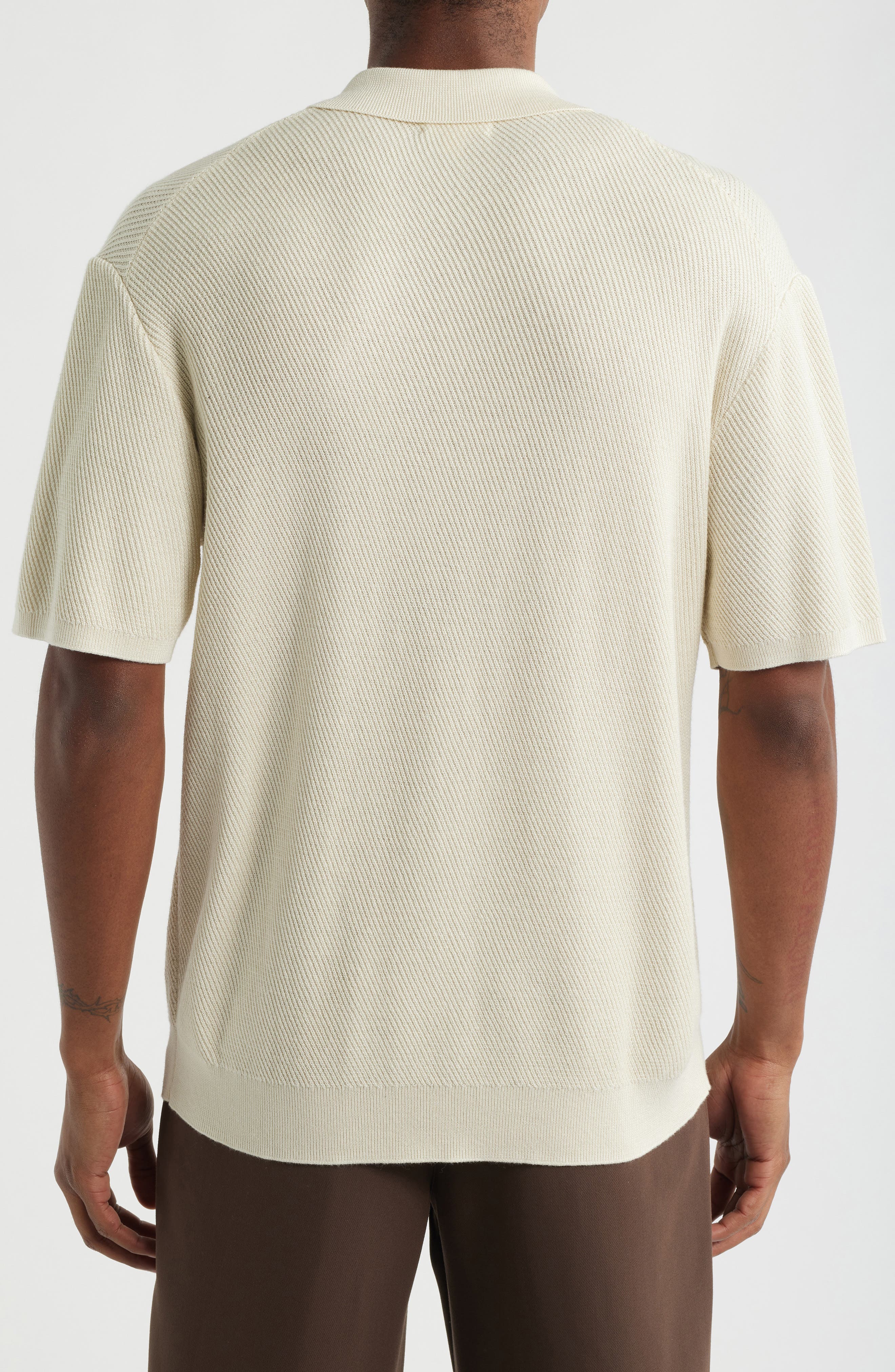 Open Edit Diagonal Stitch Short Sleeve Polo Sweater (Men) | Nordstrom