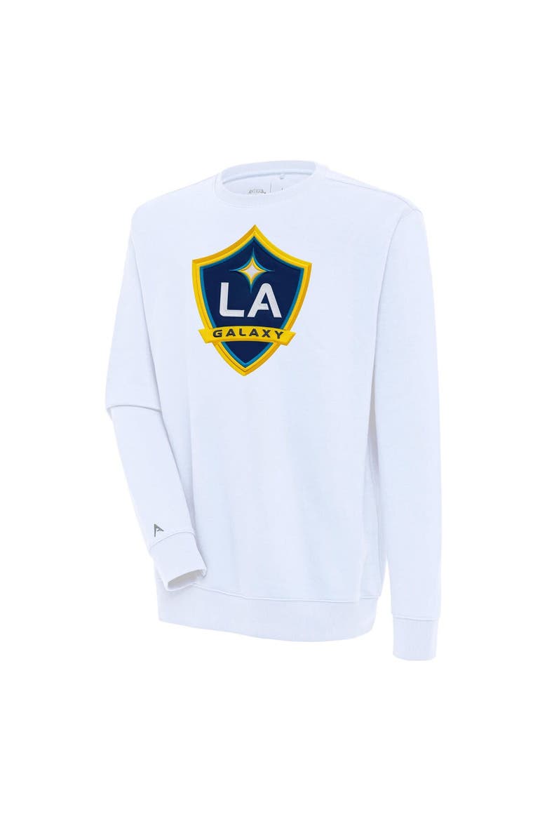Men's Antigua White LA Galaxy Victory Pullover Sweatshirt, Main, color, White