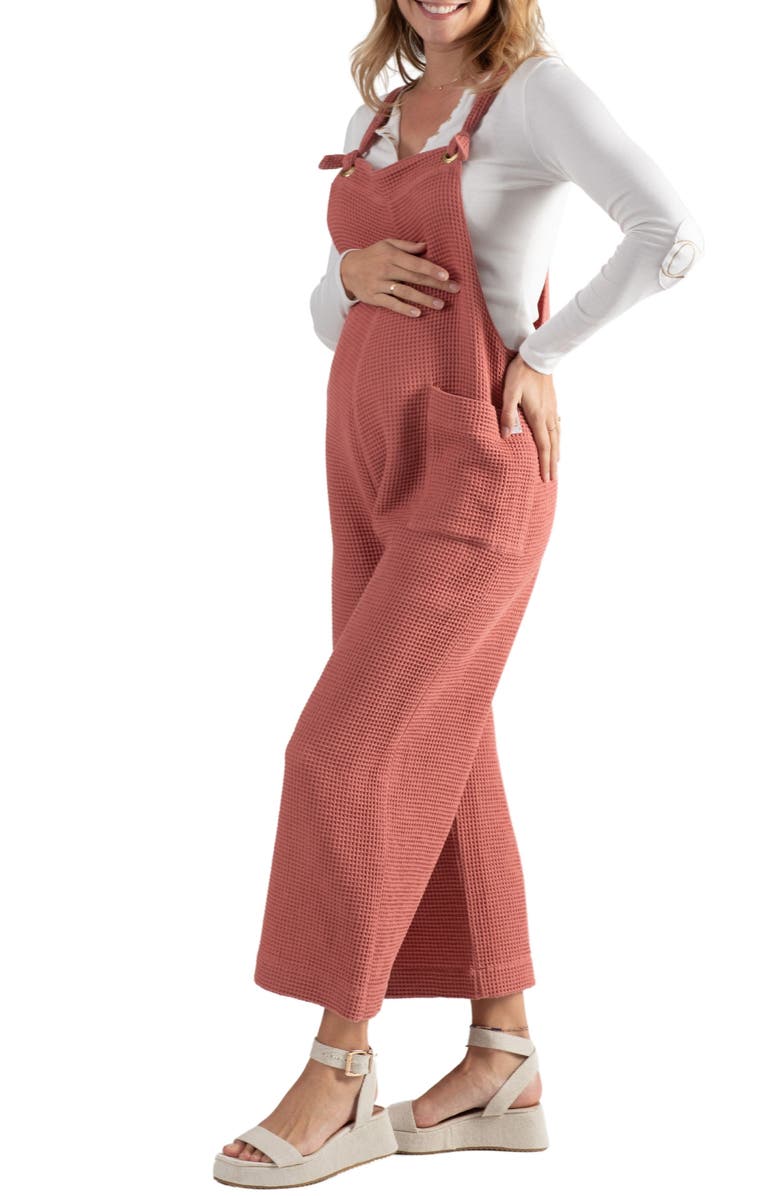 Cache Coeur Maya Organic Cotton Gauze Maternity/Nursing Jumpsuit, Alternate, color, Terracotta