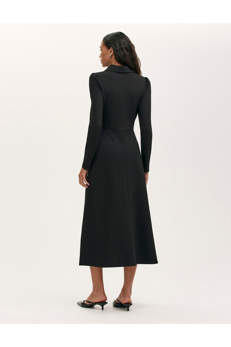 Elvira Ponte Jersey Zip Front Midi Dress, Alternate, color, Black