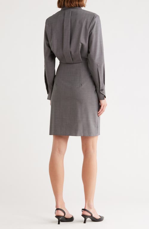 Hugo Boss Boss Dertoa Long Sleeve Shirtdress In Gray