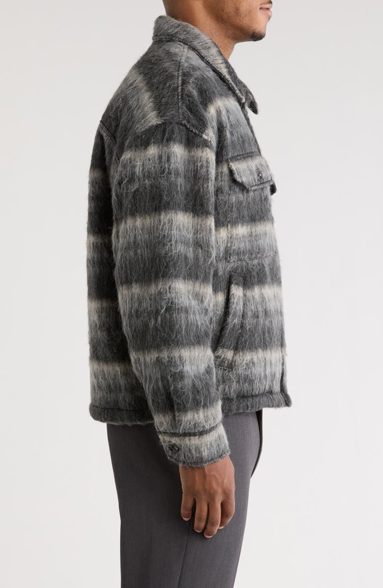 BP. Brushed Plaid Flannel Shirt Jacket, Alternate, color, Black Faded Clark Plaid