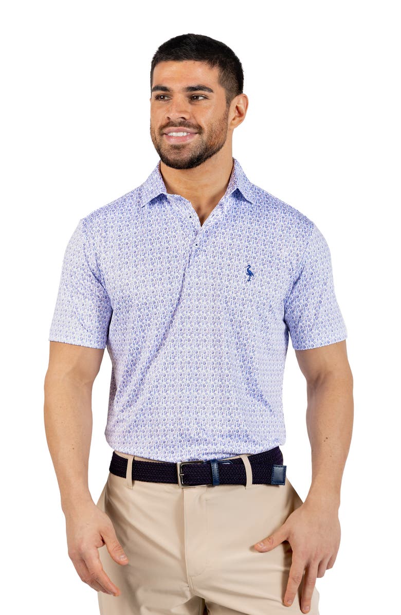 TailorByrd Bottoms Up Print Performance Polo, Alternate, color, Blue