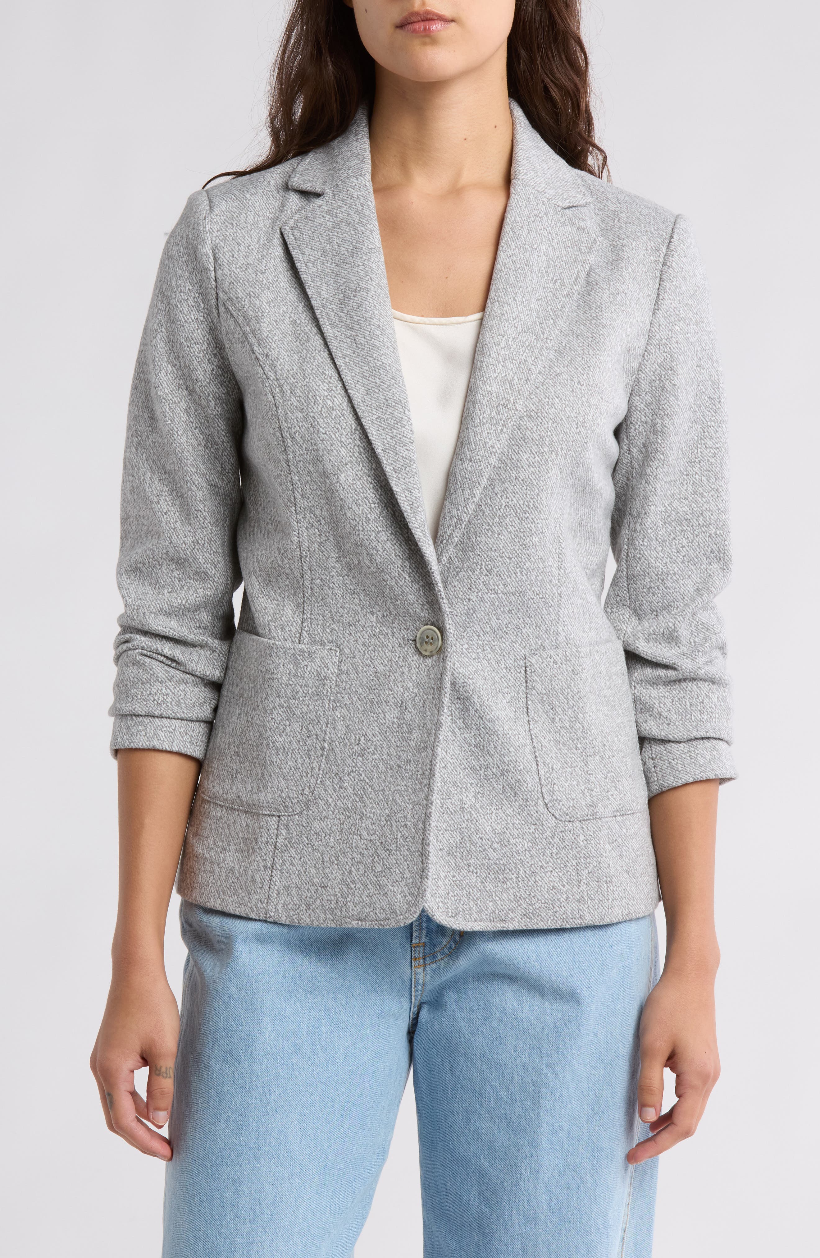 Amanda & Chelsea Notch Lapel Brushed Ribbed Blazer