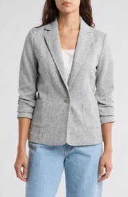 Amanda & Chelsea Notch Lapel Brushed Ribbed Blazer