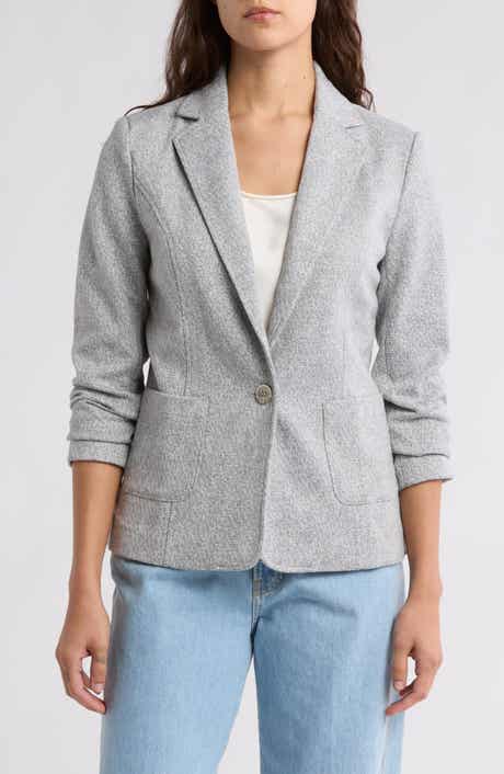 Amanda & Chelsea Notch Lapel Brushed Ribbed Blazer