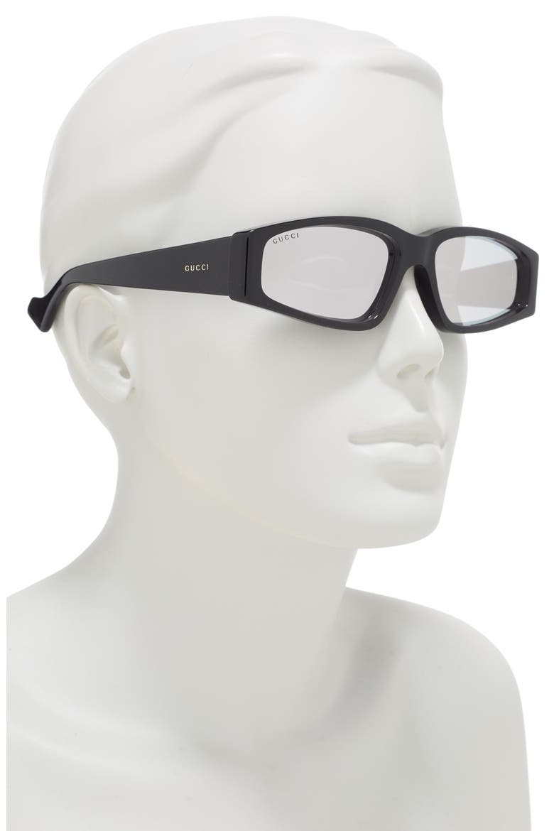 58mm Rectangular Sunglasses, Alternate, color, BLACK BLACK SILVER/ SLV