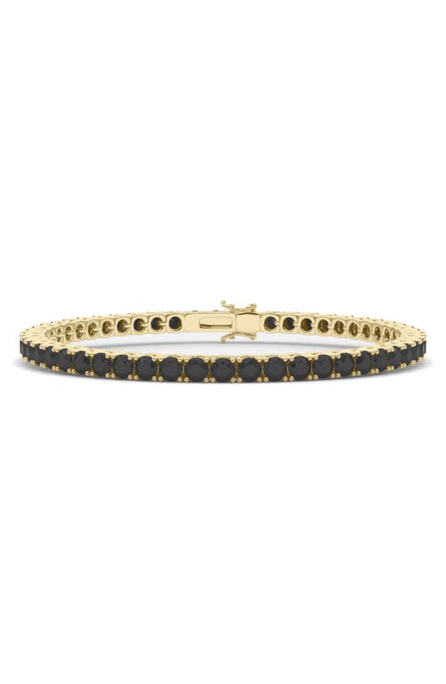 HauteCarat Round Cut Lab Created Black Diamond 18K Gold Tennis Bracelet in 14K Yellow Gold 