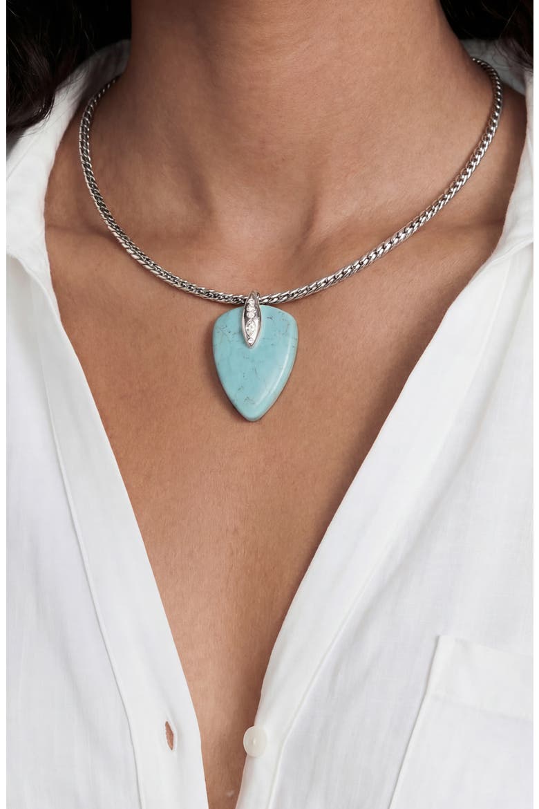 Solstice Pendant Choker Necklace, Alternate, color, TURQUOISE AND SILVER