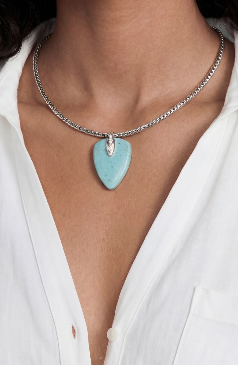 Ettika Solstice Pendant Choker Necklace, Alternate, color, Turquoise And Silver
