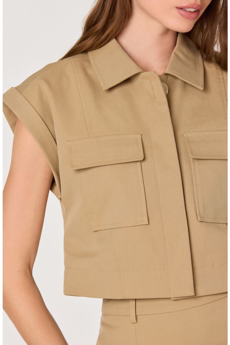 Cairn Placket Button-Up Crop Top, Alternate, color, KHAKI