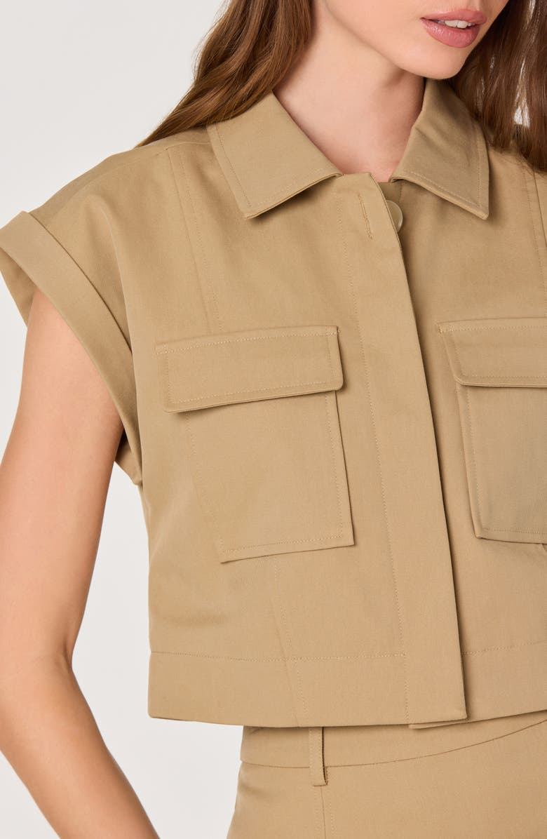 ASTR the Label Cairn Placket Button-Up Crop Top, Alternate, color, Khaki