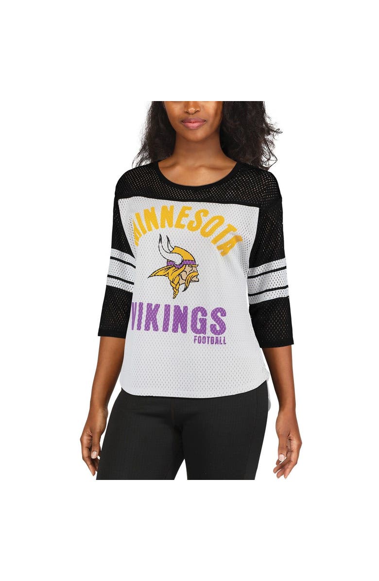 G-III 4HER BY CARL BANKS Women's G-III 4Her by Carl Banks White/Black Minnesota Vikings First Team 3/4-Sleeve Mesh T-Shirt, Alternate, color, 