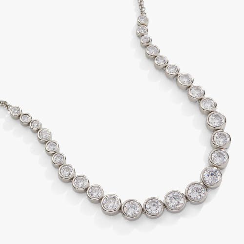 Alex And Ani Crystal Tennis Necklace In Silver
