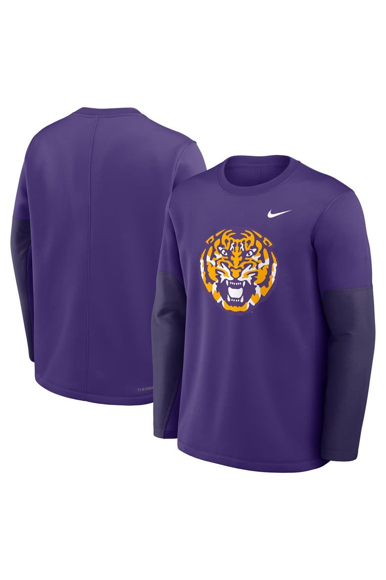 Men's Nike Purple LSU Tigers 2025 Sideline Coach Performance Long Sleeve T-Shirt, Alternate, color, Purple