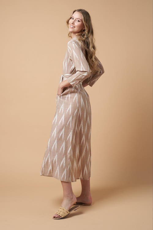 Guadalupe Design Luciana Ikat Dress In Khaki