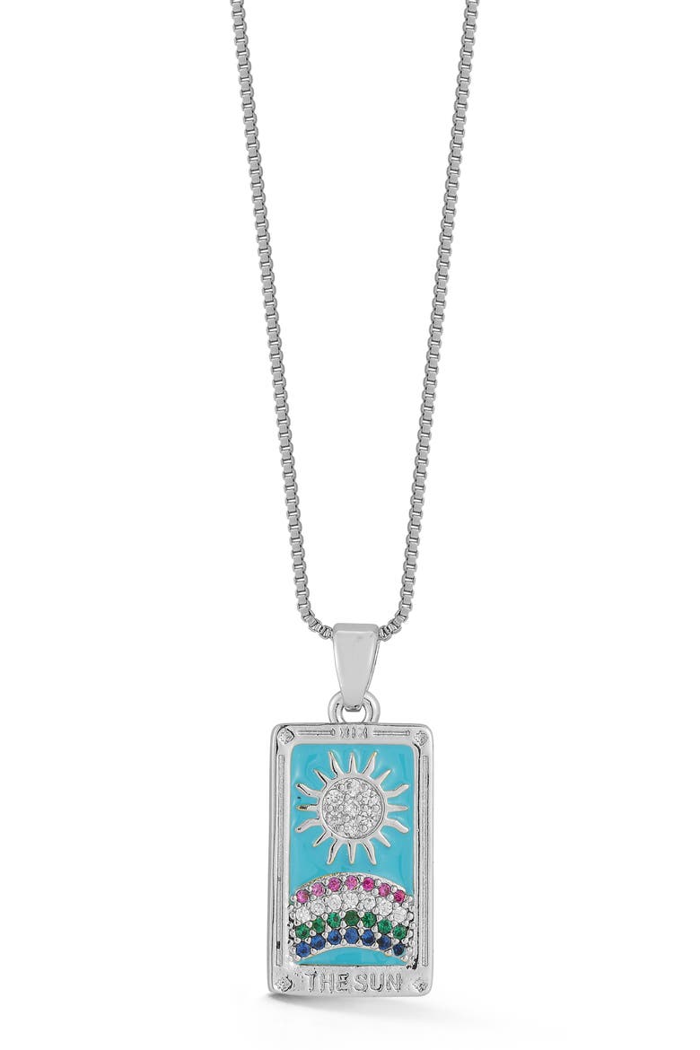 The Sun Tag Pendant Necklace, Main, color, SILVER