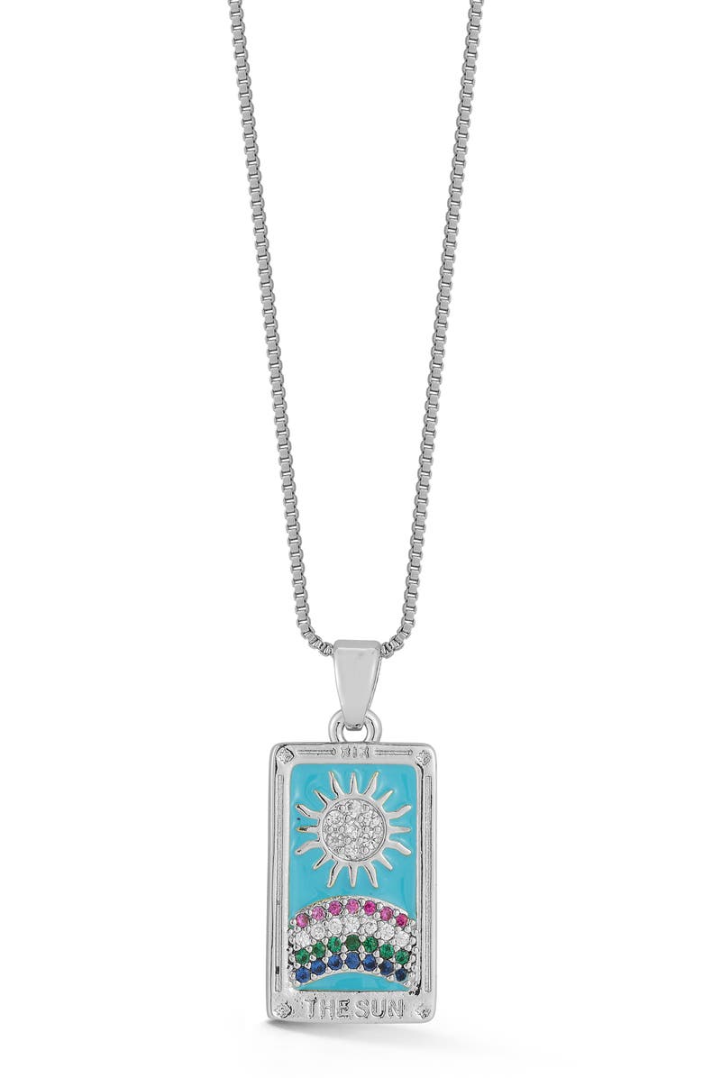 SPHERA MILANO The Sun Tag Pendant Necklace, Main, color, Silver