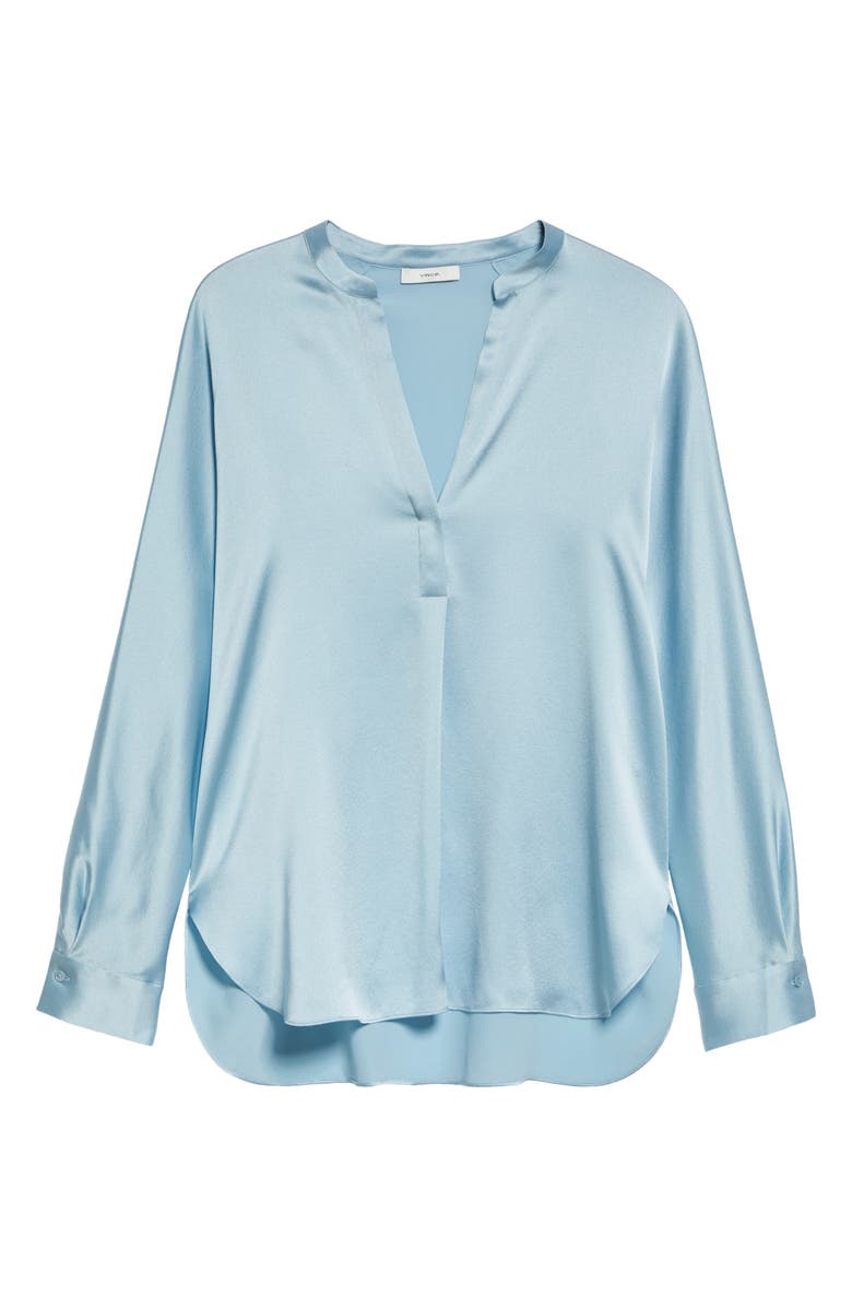 Vince Band Collar Popover Shirt, Alternate, color, Pacific Mist