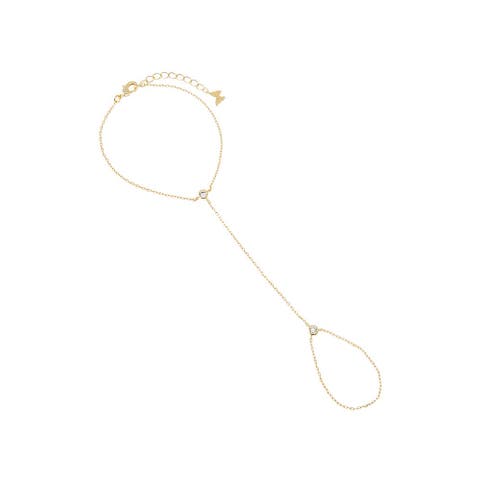 Double CZ Bezel Hand Chain