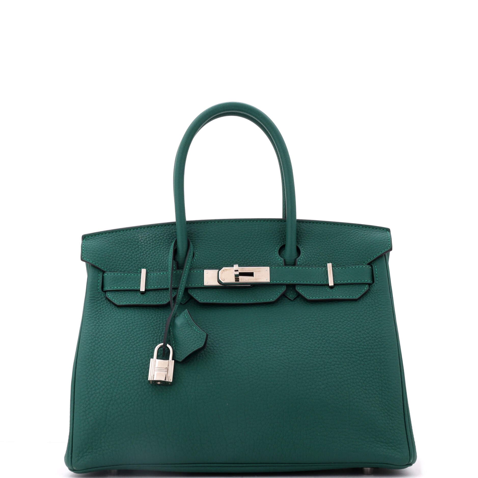Pre-Owned Hermes Birkin Handbag Green Togo with Palladium Hardware 30, Main, color, Malachite