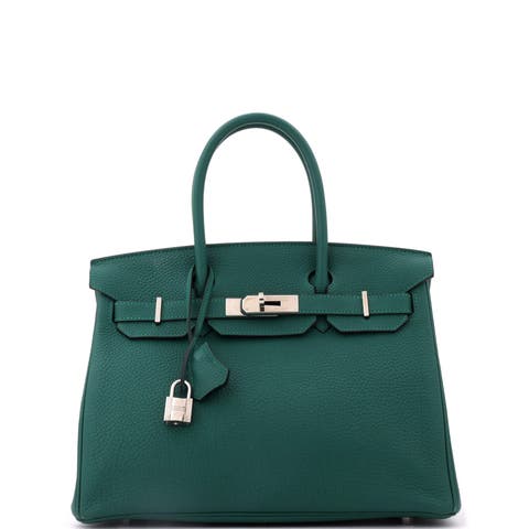 Birkin Handbag Green Togo with Palladium Hardware 30