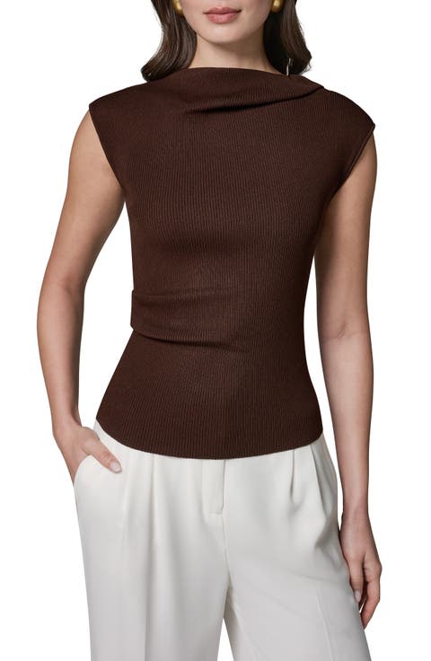 Aymmetric Cap Sleeve Rib Sweater