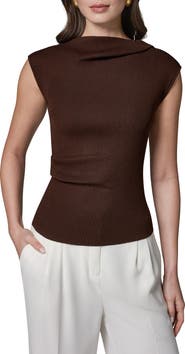 Donna Karan New York Aymmetric Cap Sleeve Rib Sweater