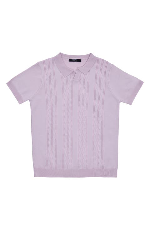 Kids' Cable Knit Polo Sweater