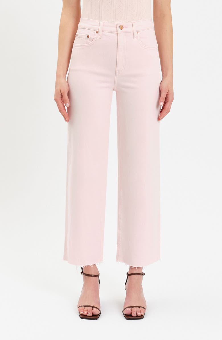 DAZE Pleaser High Waist Raw Hem Crop Jeans, Main, color, Think Pink