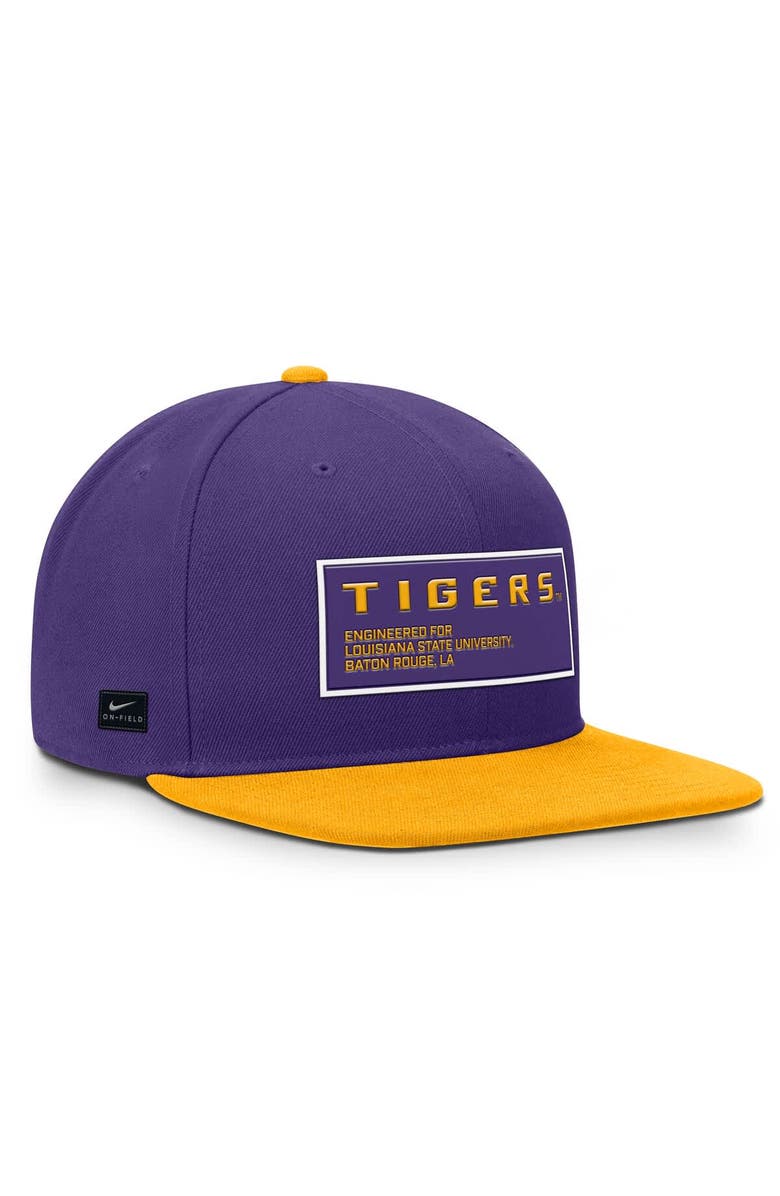 Nike Men's Nike Purple/Gold LSU Tigers 2025 On-Field Patch Pro Dri-FIT Snapback Hat, Alternate, color, Purple