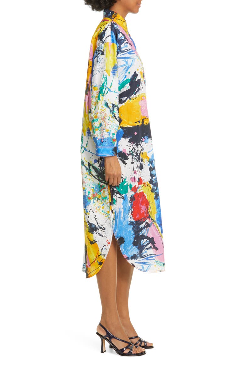 Paint Print Long Sleeve Midi Dress, Alternate, color, MULTI PRINT
