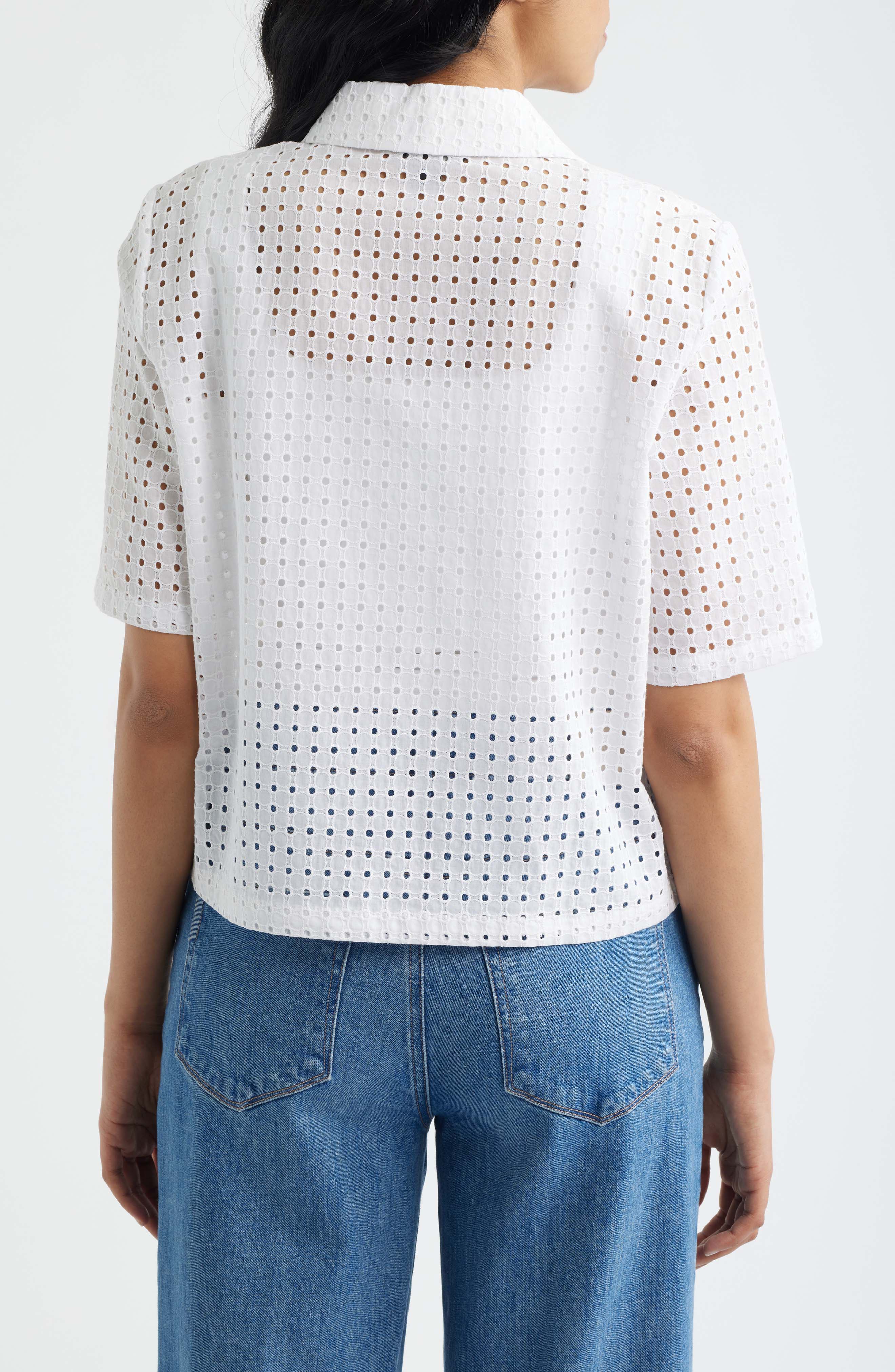 Eyelet Embroidery Woven Shirt - image 4