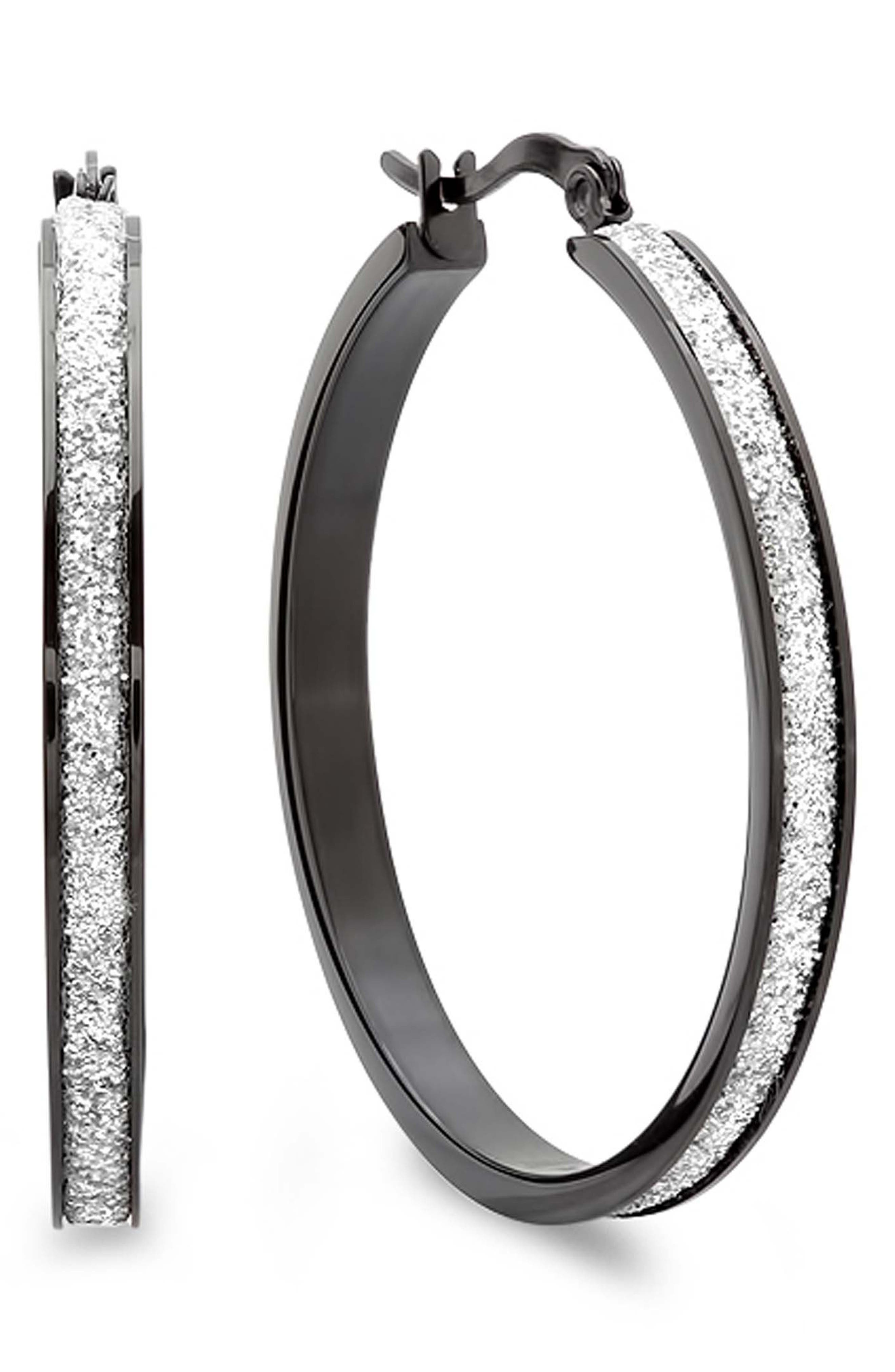 Glitter Textured Hoop Earrings