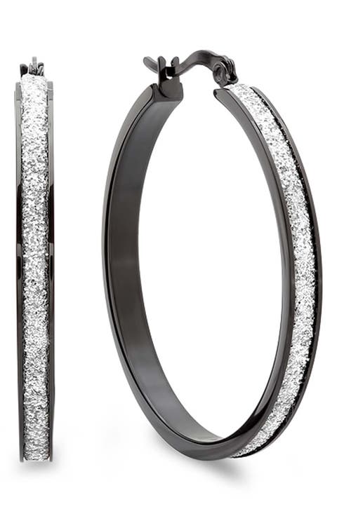 Glitter Textured Hoop Earrings