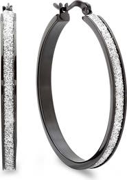 STEELTIME Glitter Textured Hoop Earrings