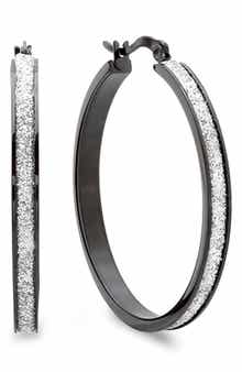 Glitter Textured Hoop Earrings