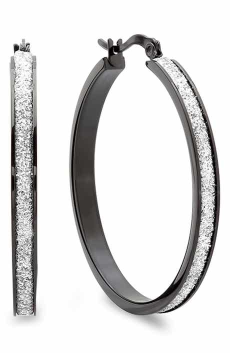 Glitter Textured Hoop Earrings