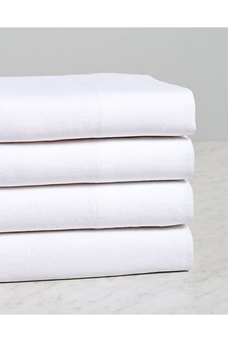 Linen Self Hem Sheet 4-Piece Set, Alternate, color, WHITE