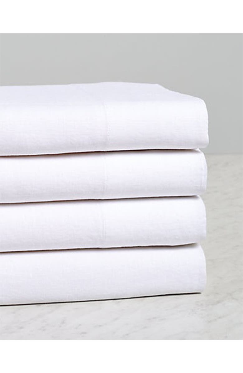 MELANGE HOME Linen Self Hem Sheet 4-Piece Set, Alternate, color, White