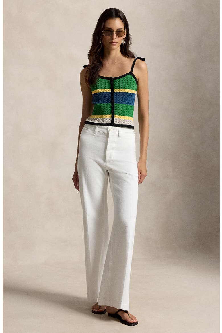 Stripe Cotton Blend Cable Sweater Camisole, Alternate, color, POLO BLACK MULTI