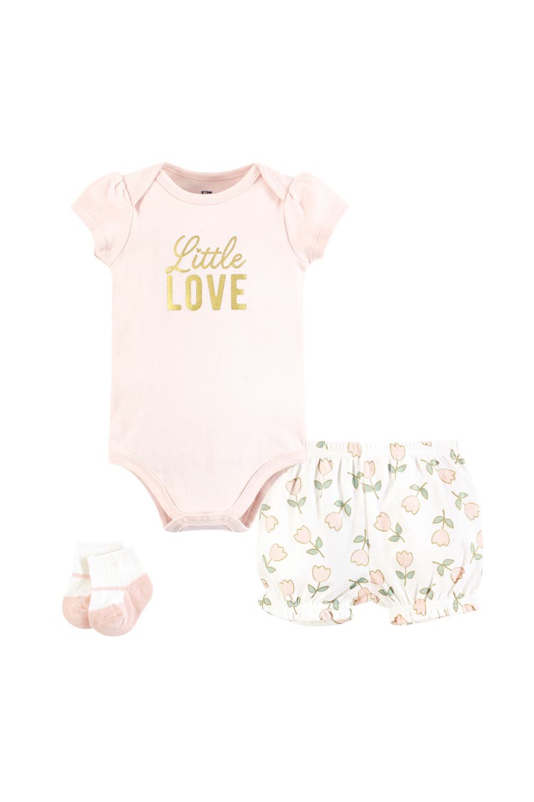 Coordinated Bodysuit Outfit With Shorts And Socks, Main, color, Soft Pink Basic Tulip