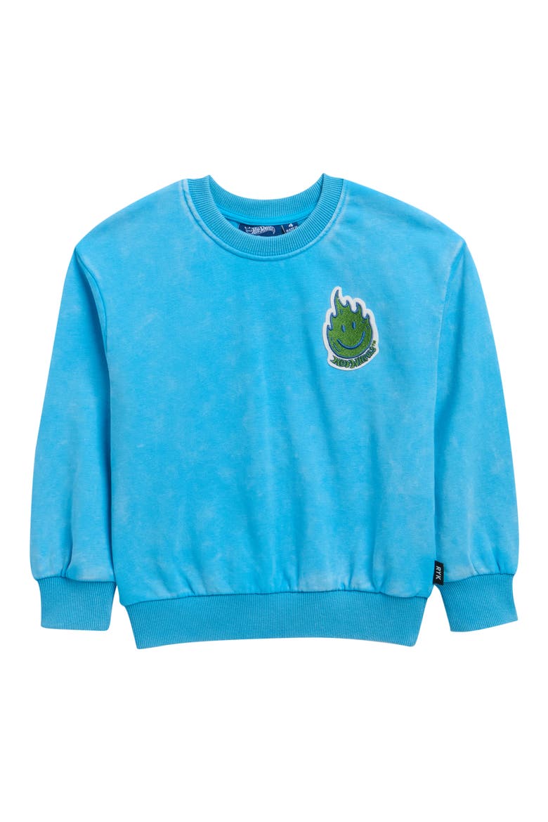 Kids' Hot Wheels Graphic Sweatshirt, Main, color, ACID BLUE