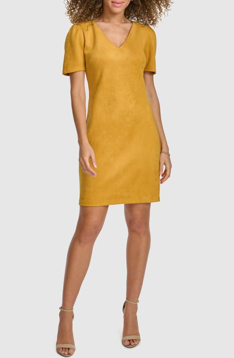 Stretch Faux Suede Shift Minidress