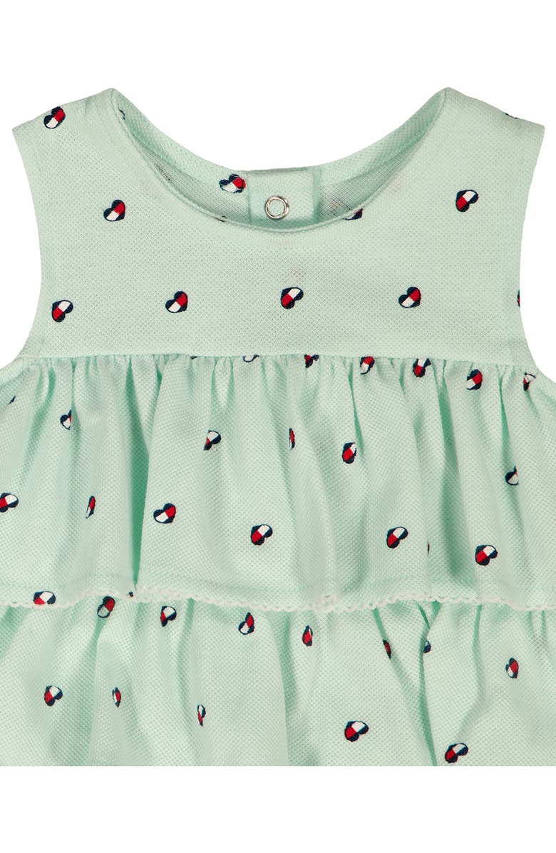 Tommy Hilfiger Tommy Heart Logo Bubble Skirted Bodysuit & Headband Set, Alternate, color, Open Green