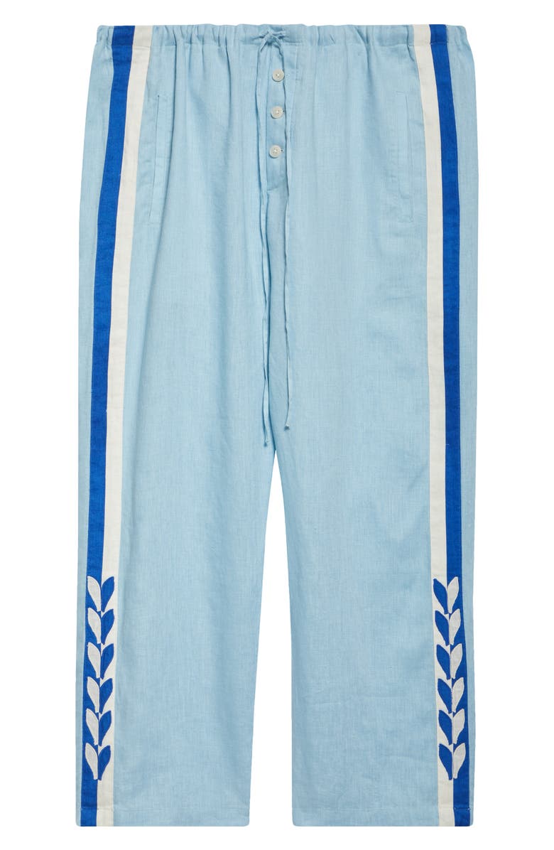 Bode Seedling Stripe Pajama Pants, Alternate, color, White/ Blue