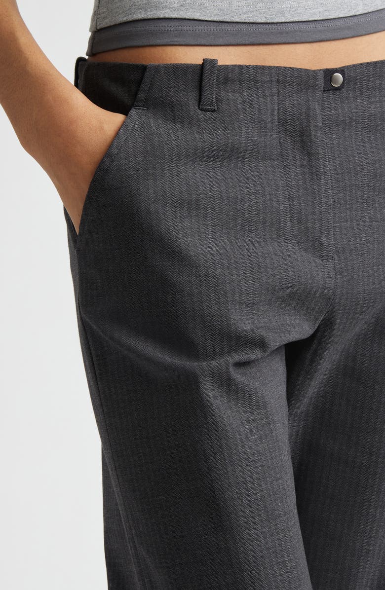 Paloma Wool Sil Herringbone Suiting Straight Leg Trousers, Alternate, color, Grey