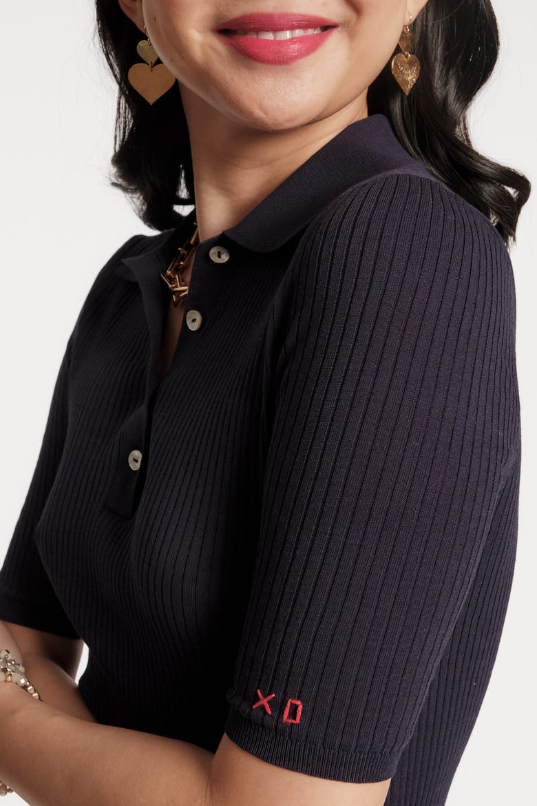 Krissy Polo Rib Knit, Alternate, color, Navy