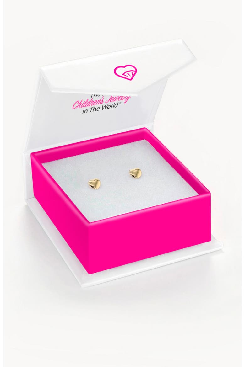 14k Polished Heart Earrings, Alternate, color, Gold